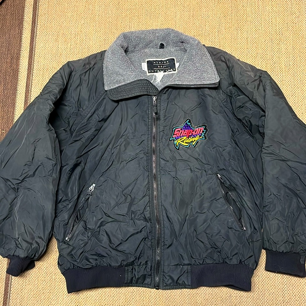 Vintage Snap On Racing Jacket Mens Black Full Zip Long Sleeve